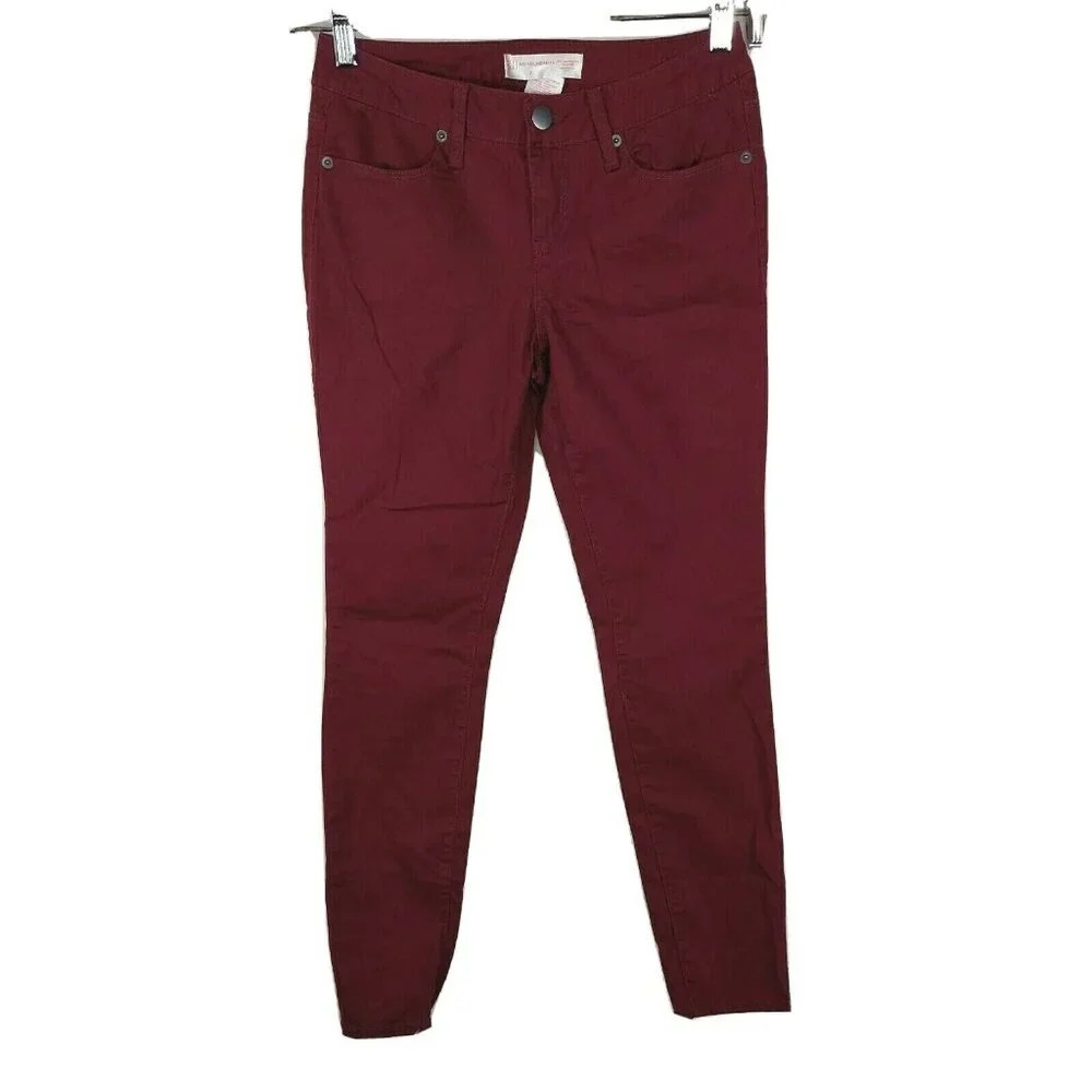No Boundaries Skinny Jeans Jegging Juniors Size 7 Burgundy Red Zipper Fly